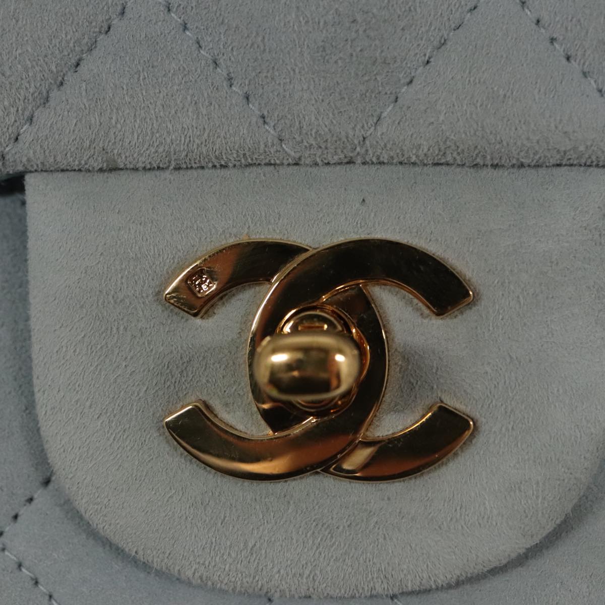 CHANEL Matelasse Chain Shoulder Bag Suede Light Blue Gold CC 106433A
