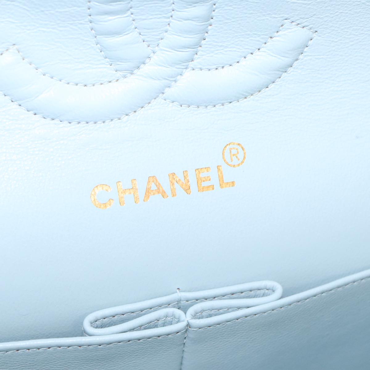 CHANEL Matelasse Chain Shoulder Bag Suede Light Blue Gold CC 106433A