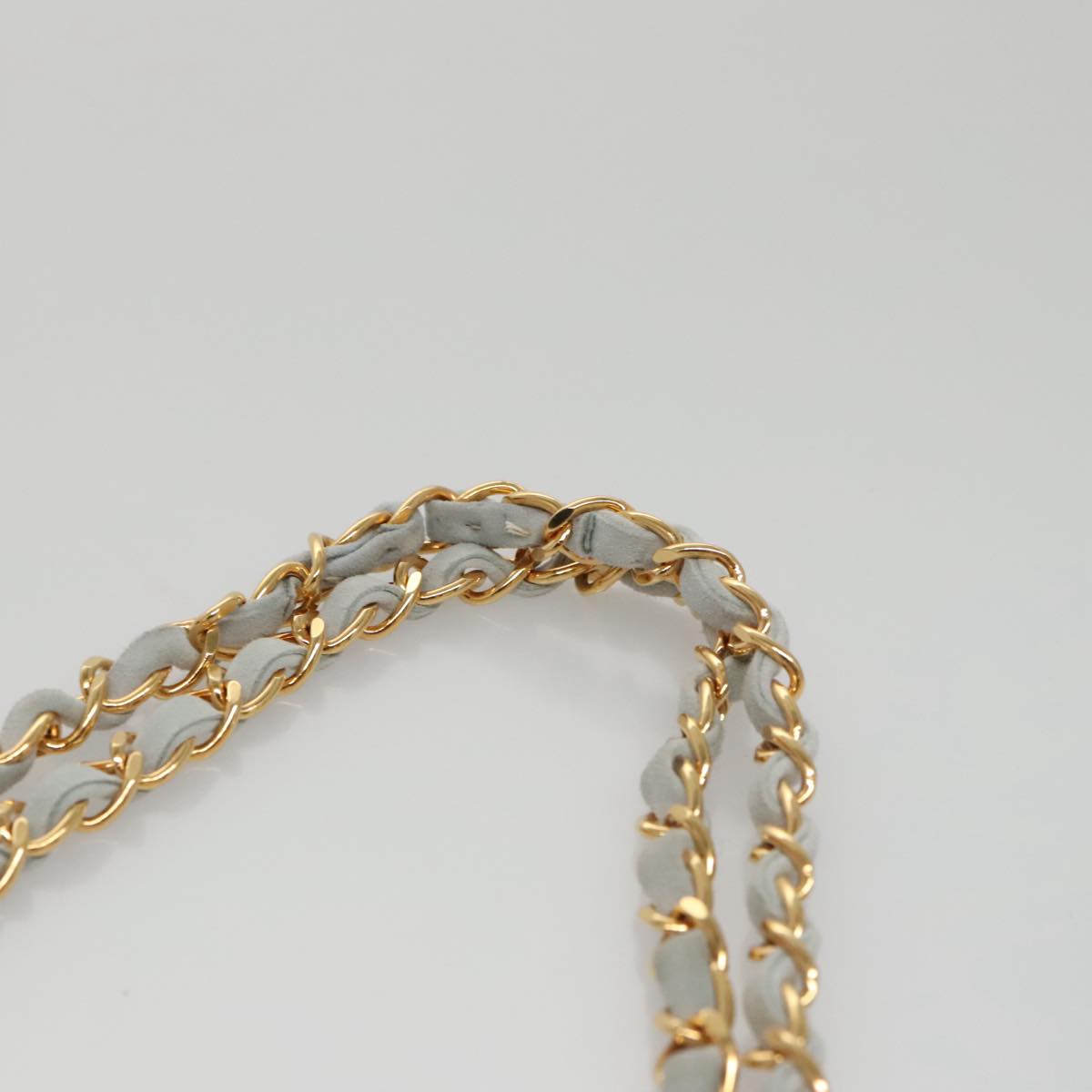 CHANEL Matelasse Chain Shoulder Bag Suede Light Blue Gold CC 106433A
