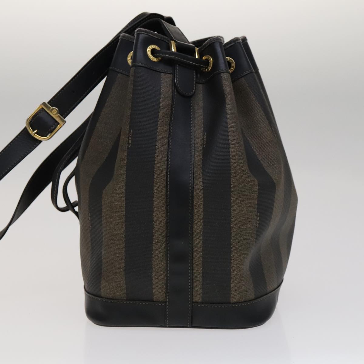 FENDI Pecan Canvas Shoulder Bag Brown Black Gold 106468