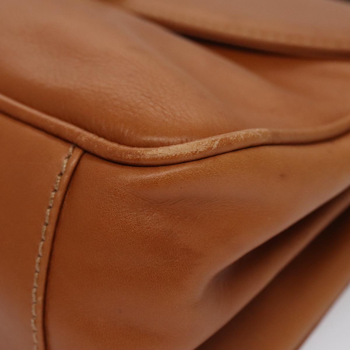 FENDI Hand Bag Leather Brown Gold 106494