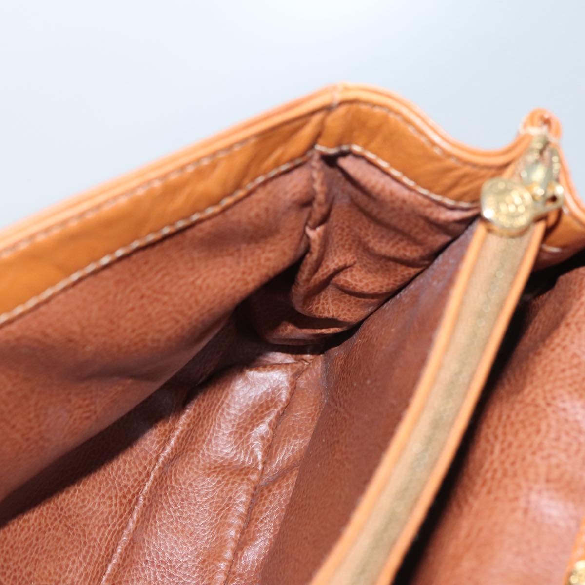 FENDI Hand Bag Leather Brown Gold 106494