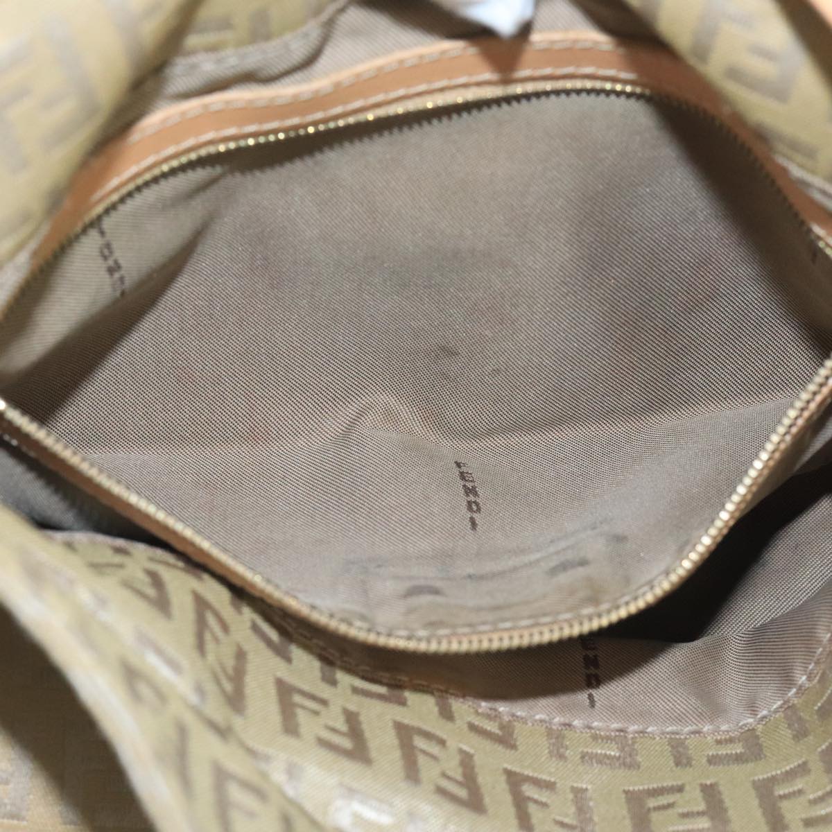 FENDI Zucchino Canvas Mamma Baguette Shoulder Bag Beige Silver 106527