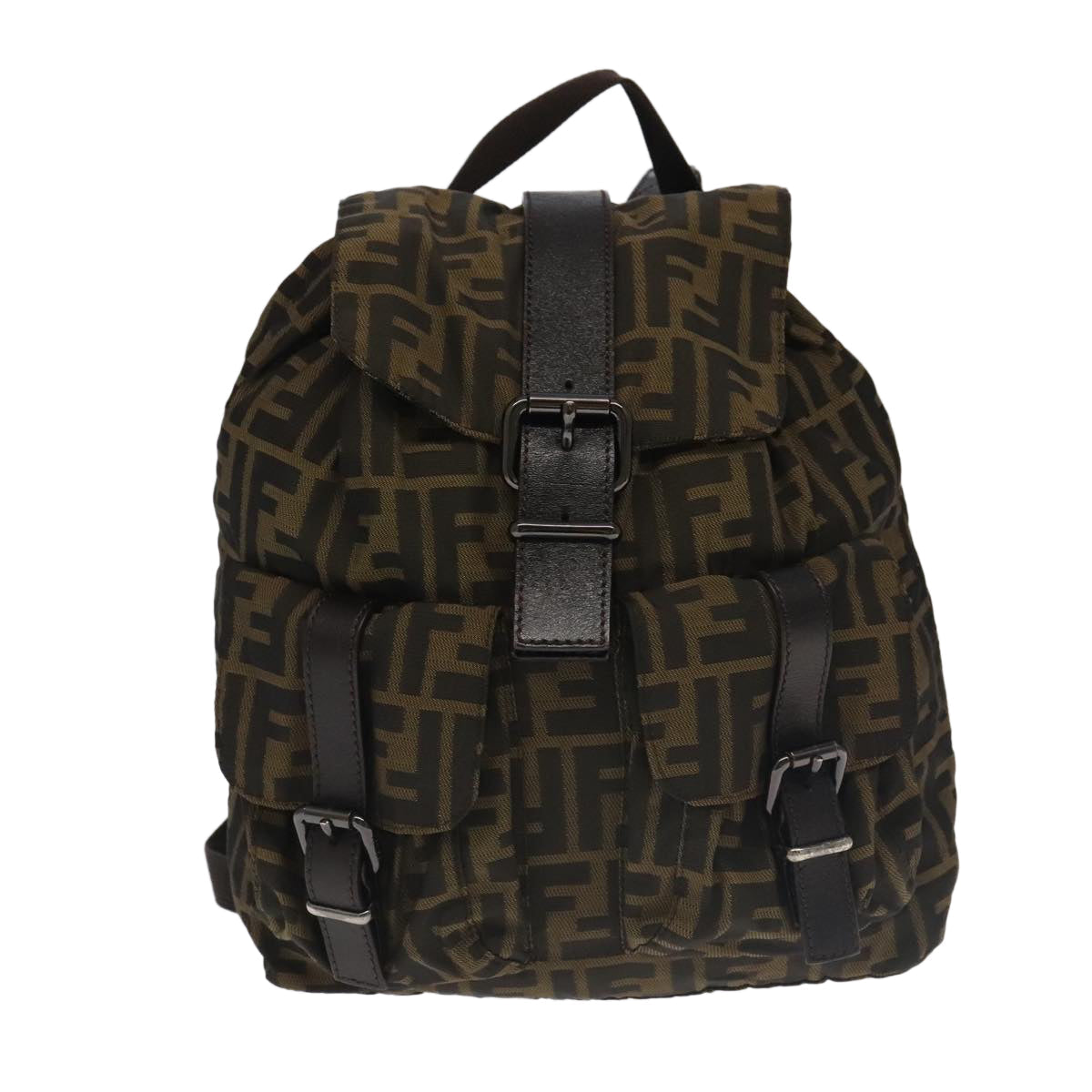 FENDI Zucca Canvas Backpack Brown Black Gold 106544