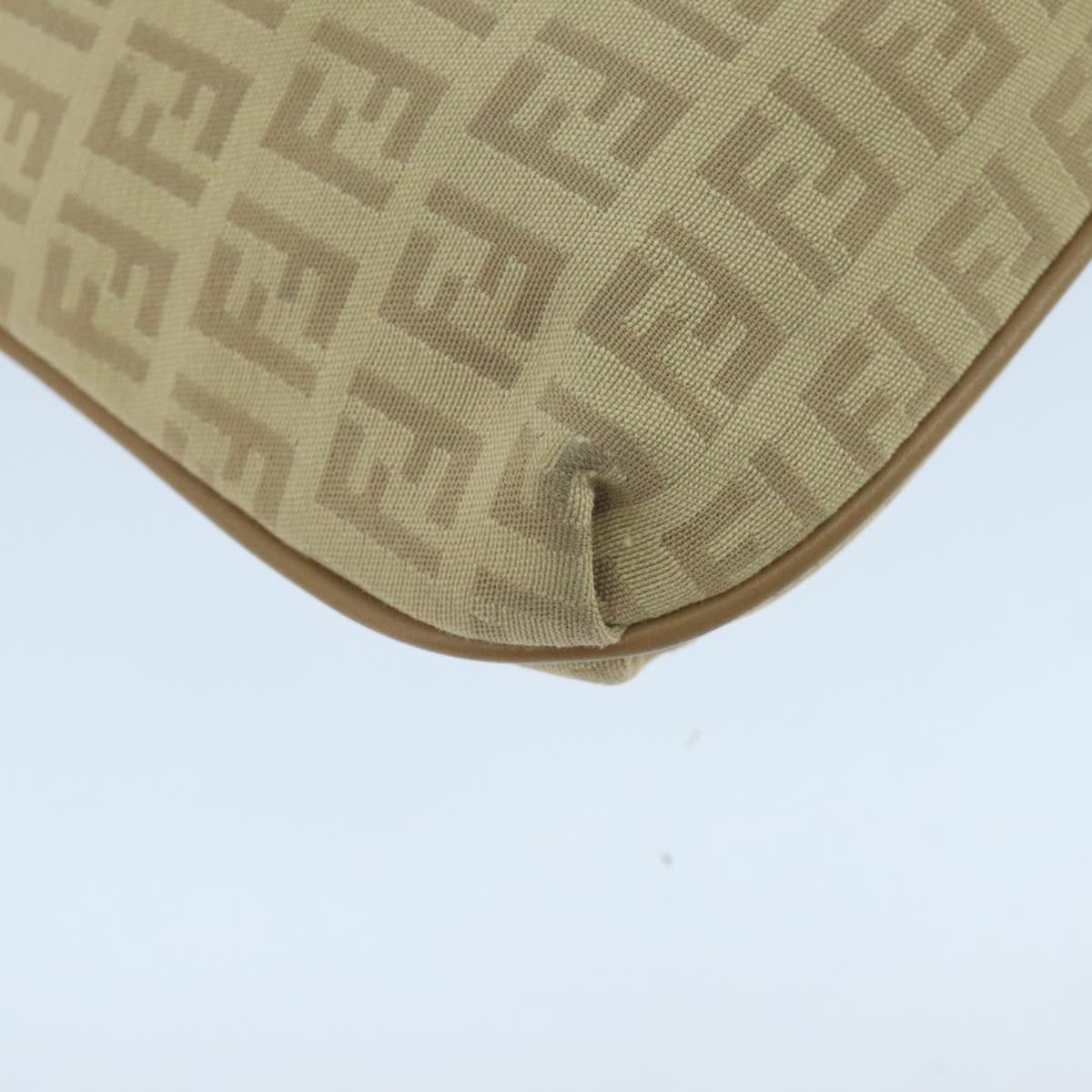 FENDI Zucchino Canvas Shoulder Bag Beige 106561