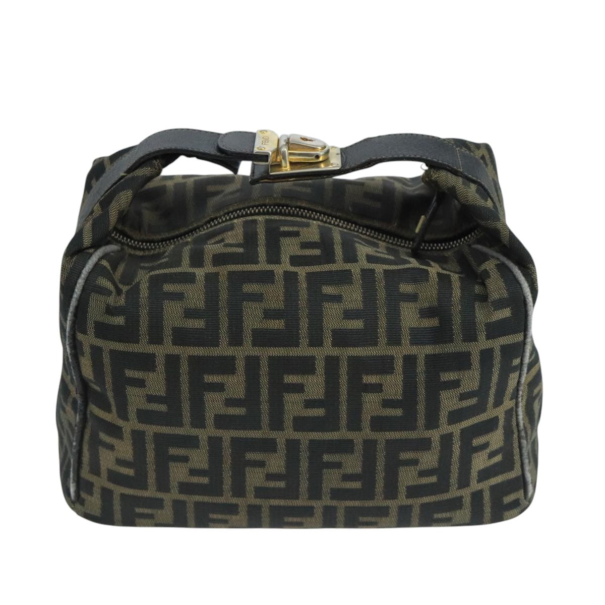 FENDI Zucca Canvas Vanity Pouch Brown Black 106597