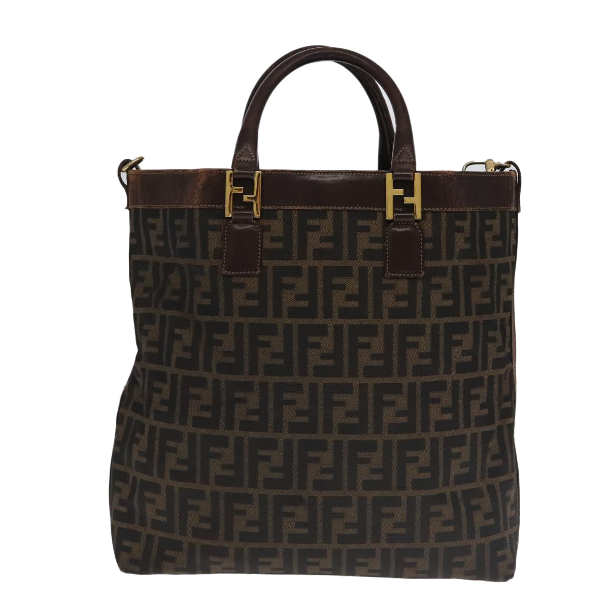 FENDI Zucca Canvas Hand Bag 2way Brown Black 106633