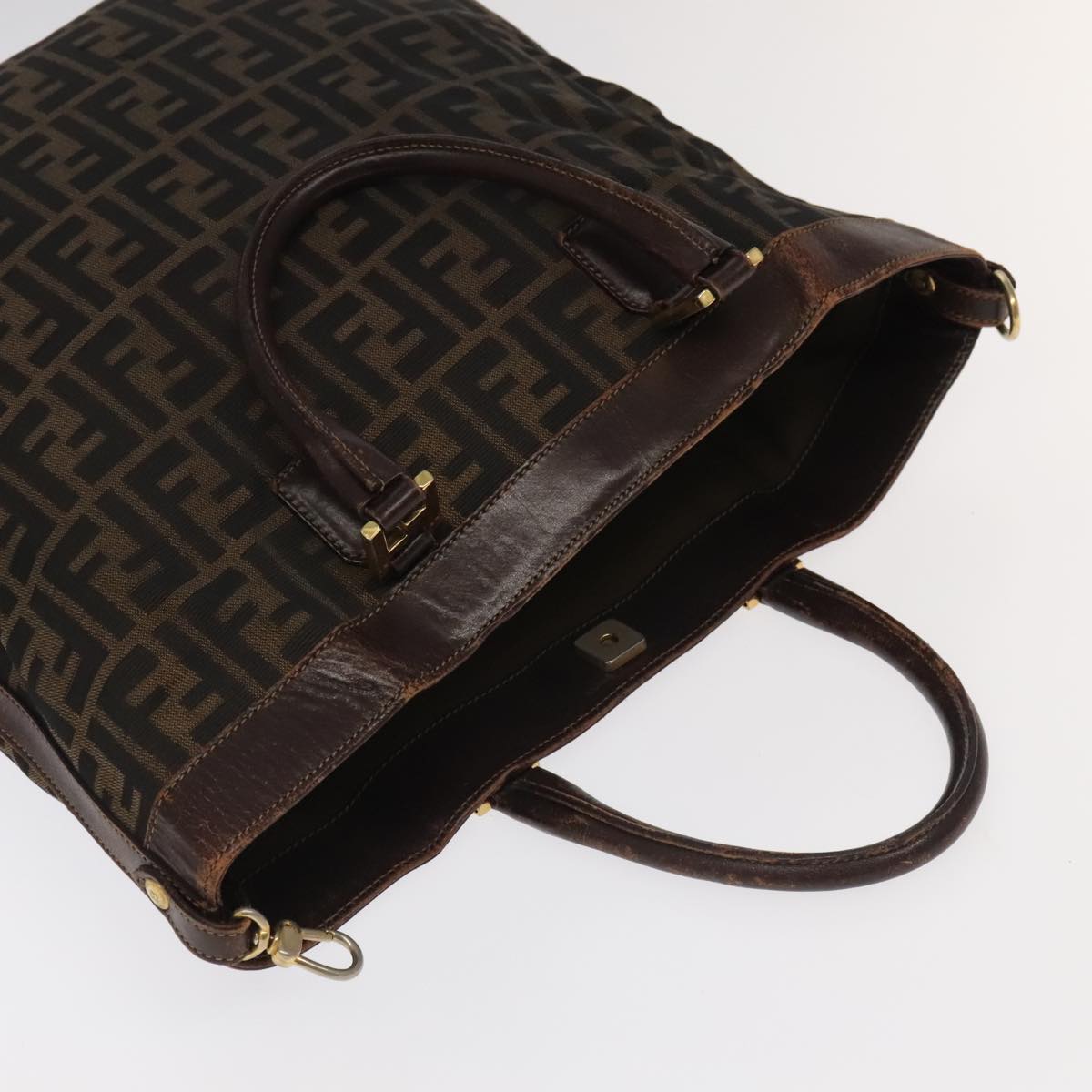 FENDI Zucca Canvas Hand Bag 2way Brown Black 106633