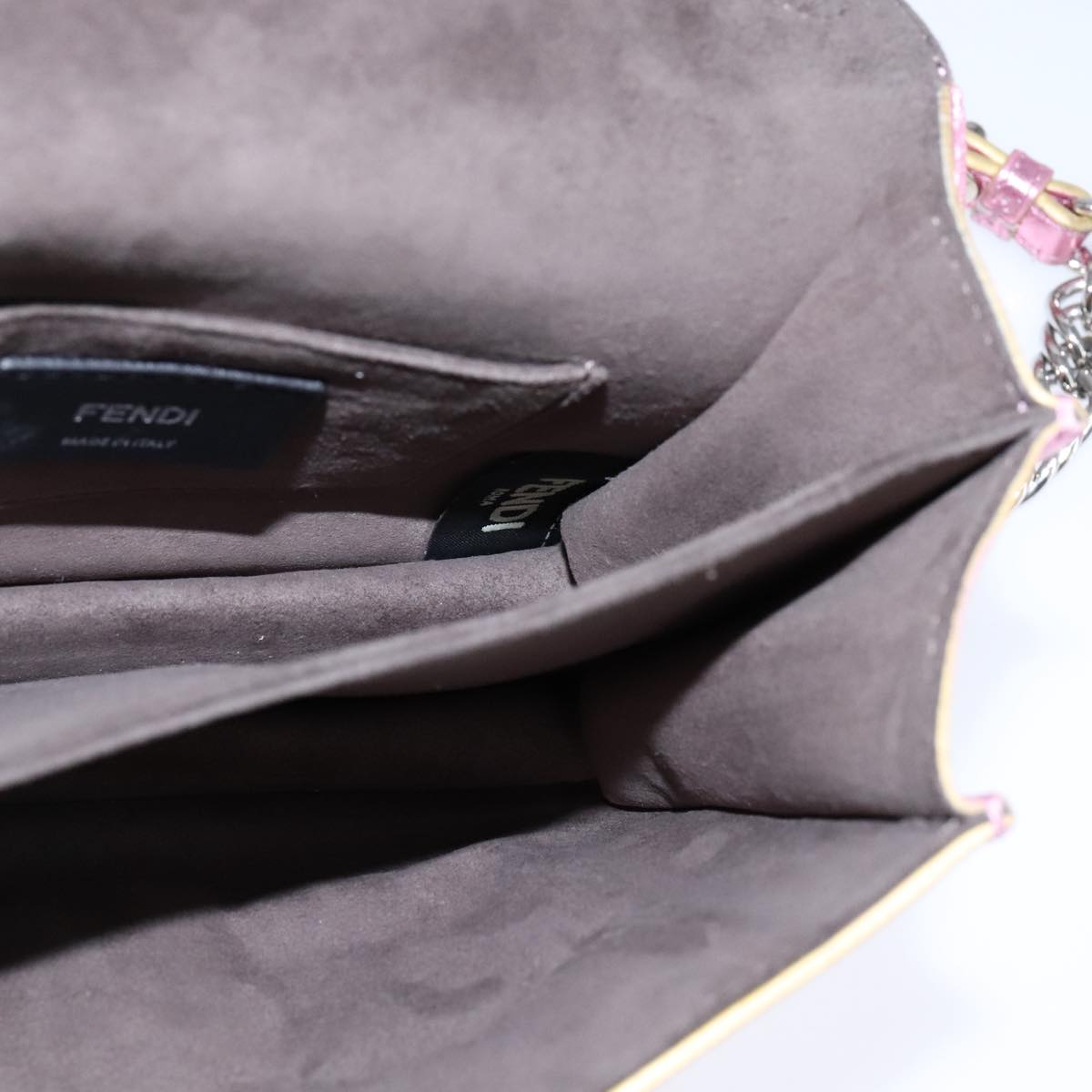 FENDI Canai Chain Shoulder Bag Leather Pink 106718