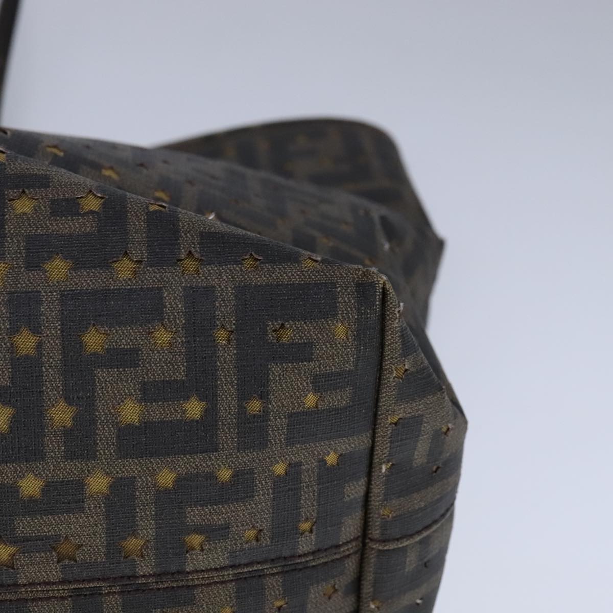 FENDI Zucca Canvas Tote Bag PVC Brown Black Gold 106827