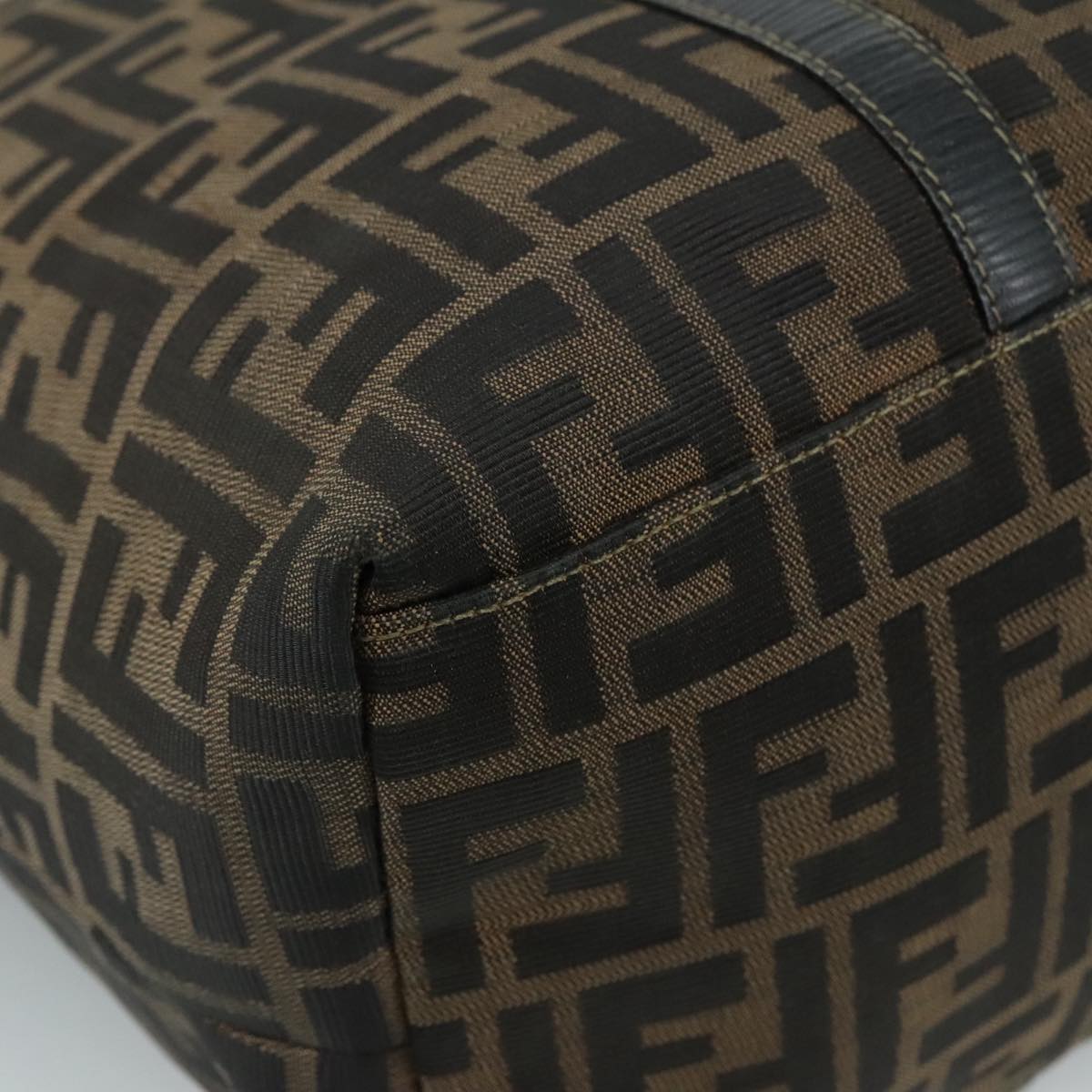 FENDI Zucca Canvas Shoulder Bag Brown Black 106963