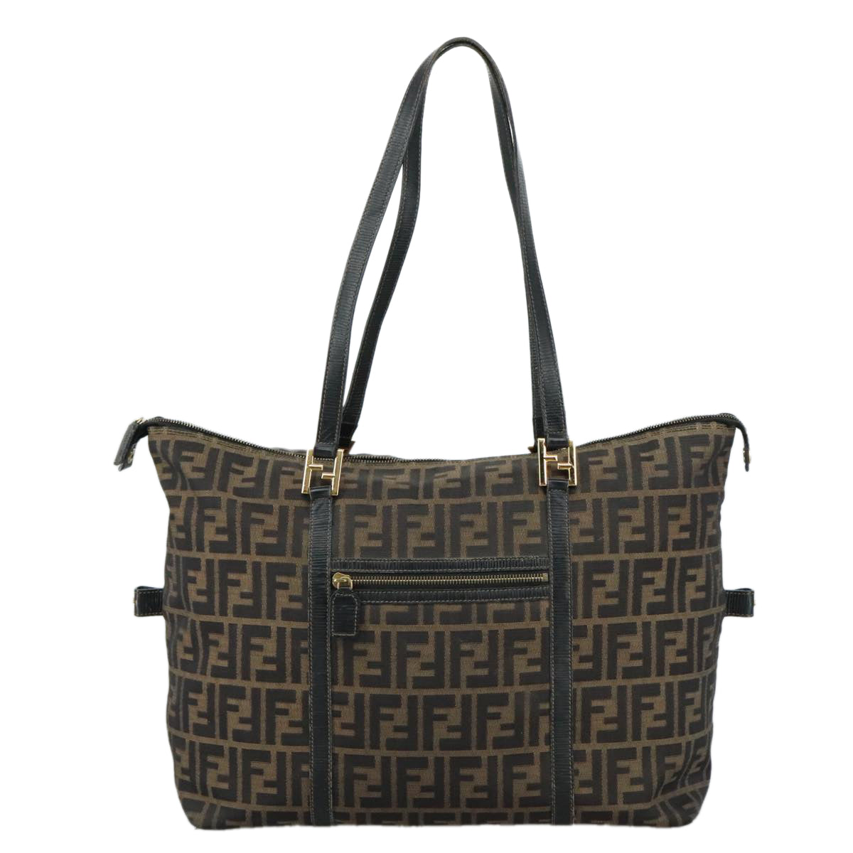 FENDI Zucca Canvas Shoulder Bag Brown Black 106963