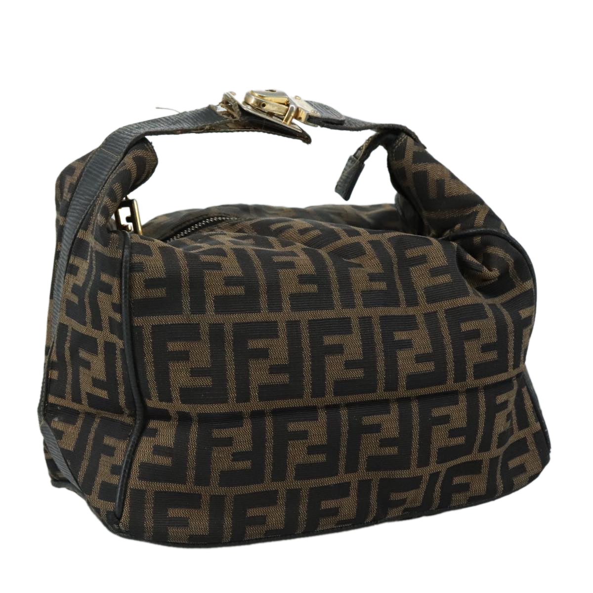 FENDI Zucca Canvas Vanity Pouch Brown Black 107277