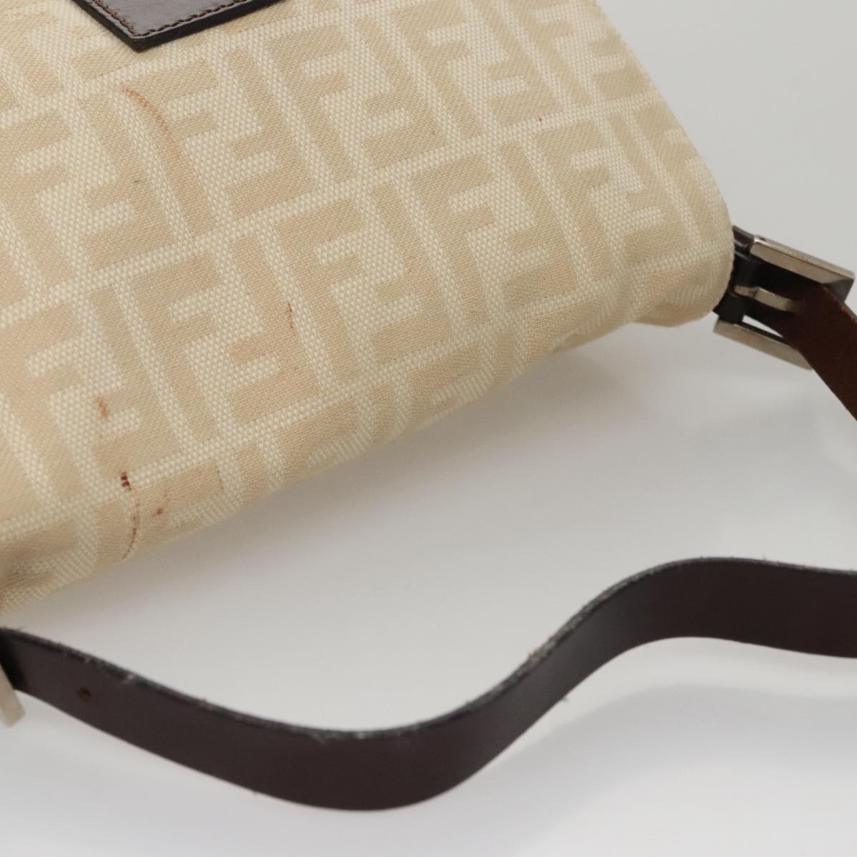 FENDI Zucca Canvas Mamma Baguette Shoulder Bag Beige 107611