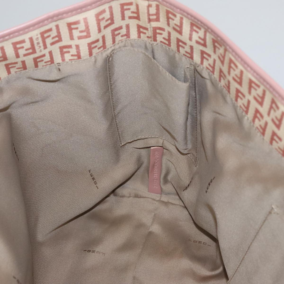 FENDI Zucchino Canvas Tote Bag Pink Beige 107612