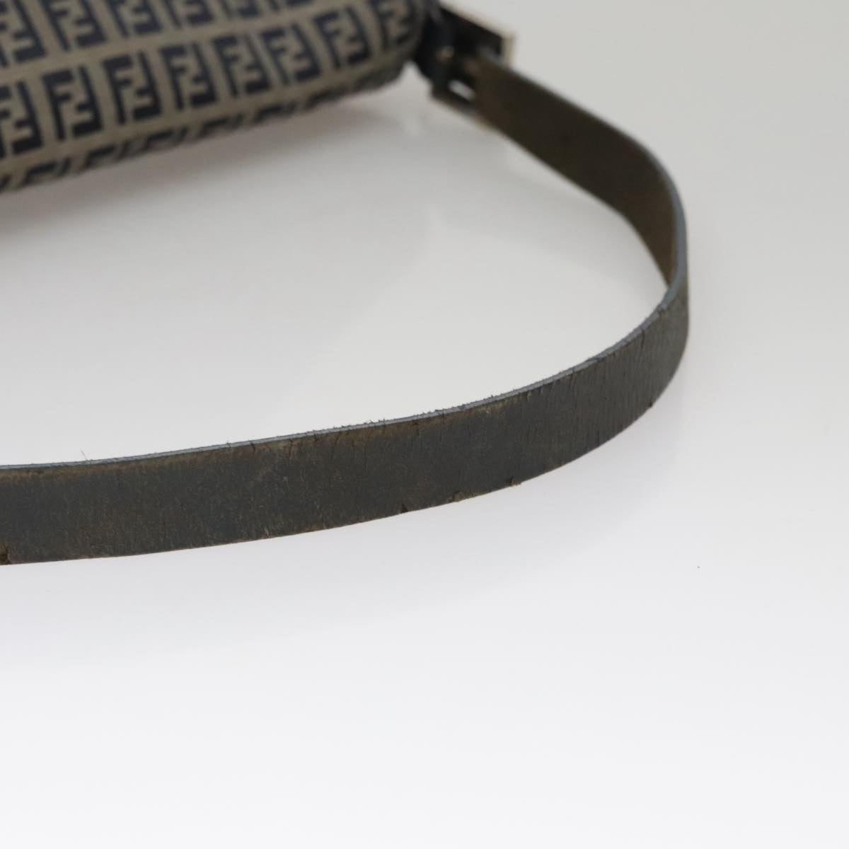 FENDI Zucchino Canvas Mamma Baguette Shoulder Bag Navy 107613