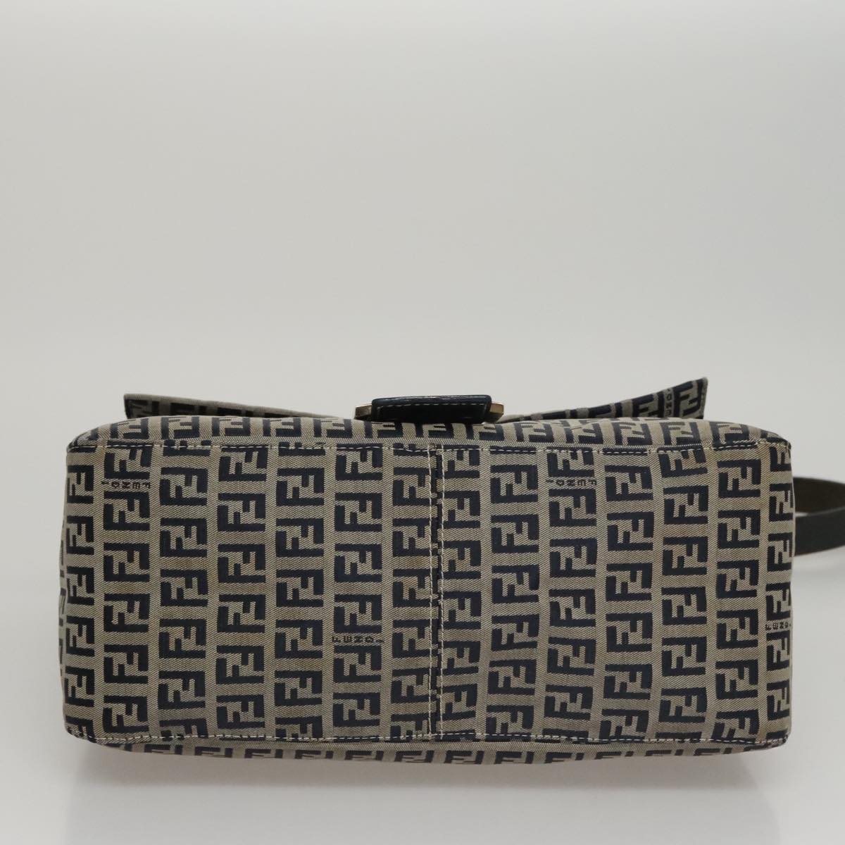 FENDI Zucchino Canvas Mamma Baguette Shoulder Bag Navy 107613