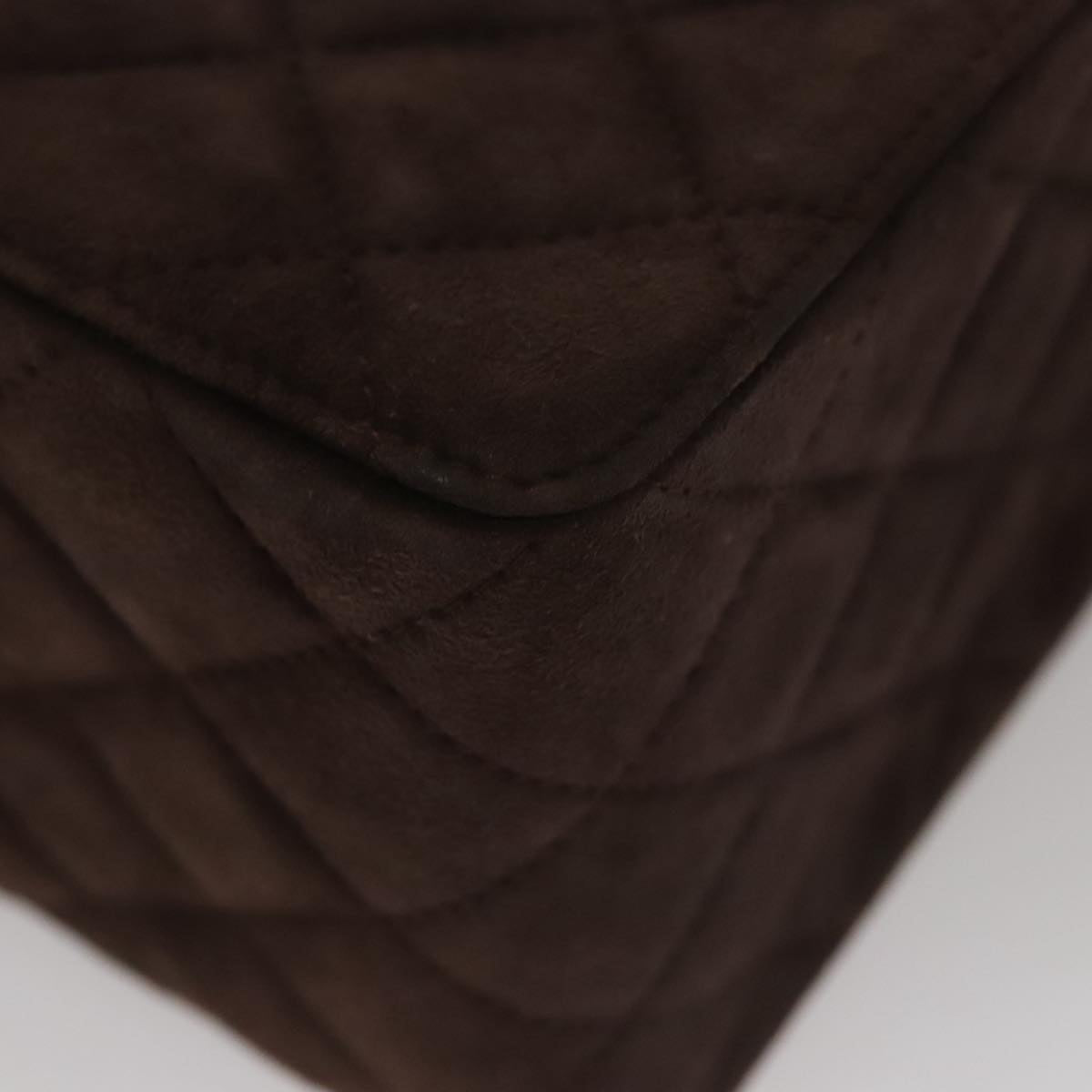 CHANEL Matelasse Hand Bag Suede Brown CC 107629