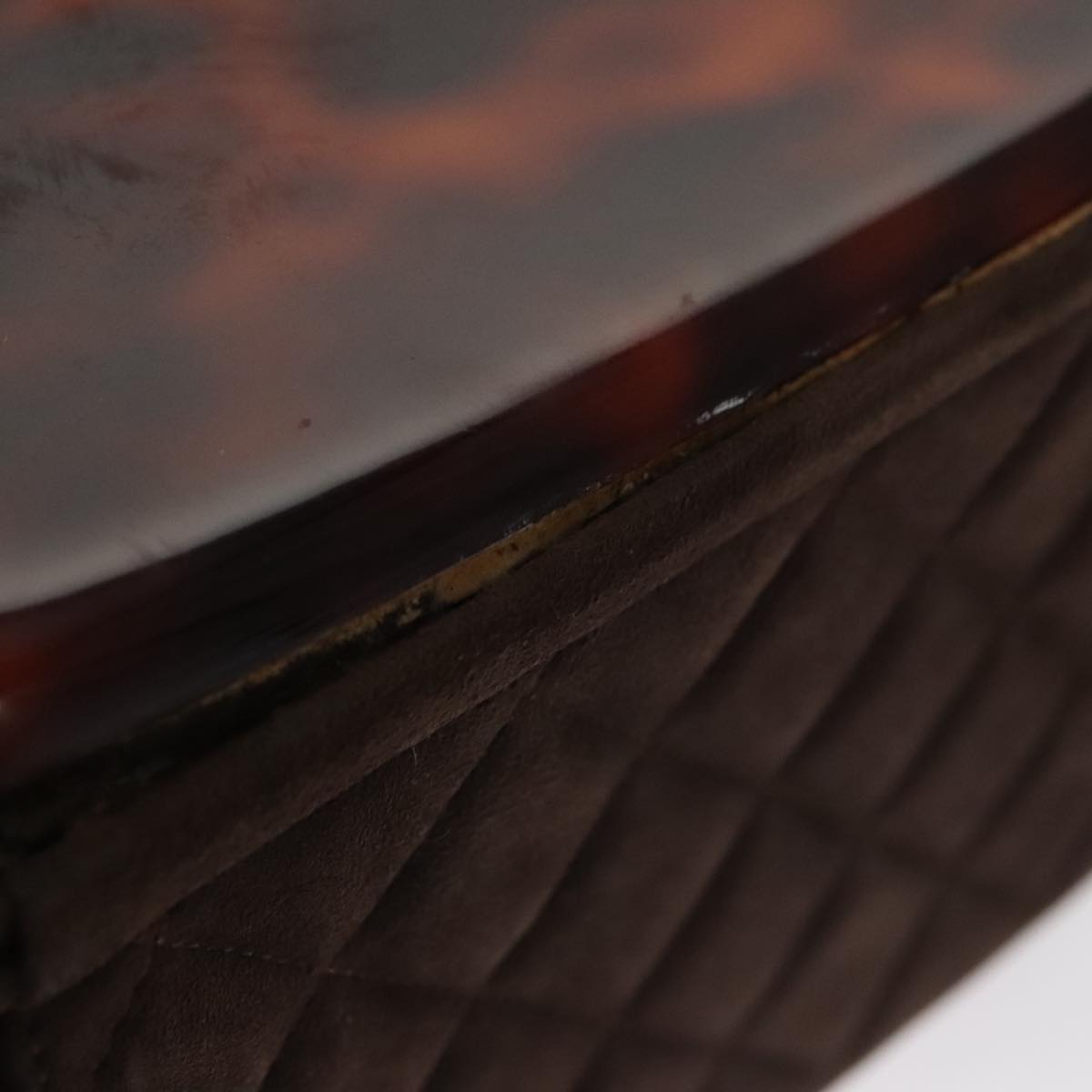 CHANEL Matelasse Hand Bag Suede Brown CC 107629
