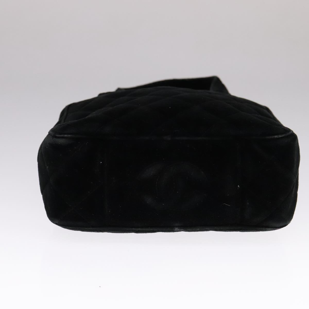 CHANEL Matelasse Hand Bag Suede Black CC 107630