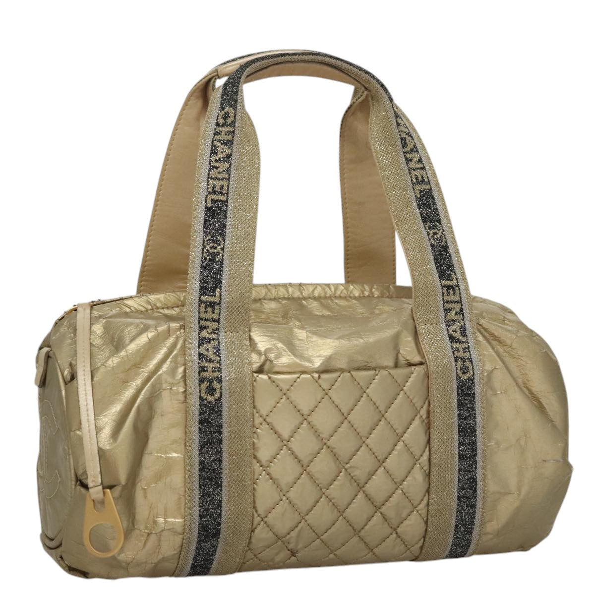 CHANEL Hand Bag Coated Canvas Gold Tone CC 107865