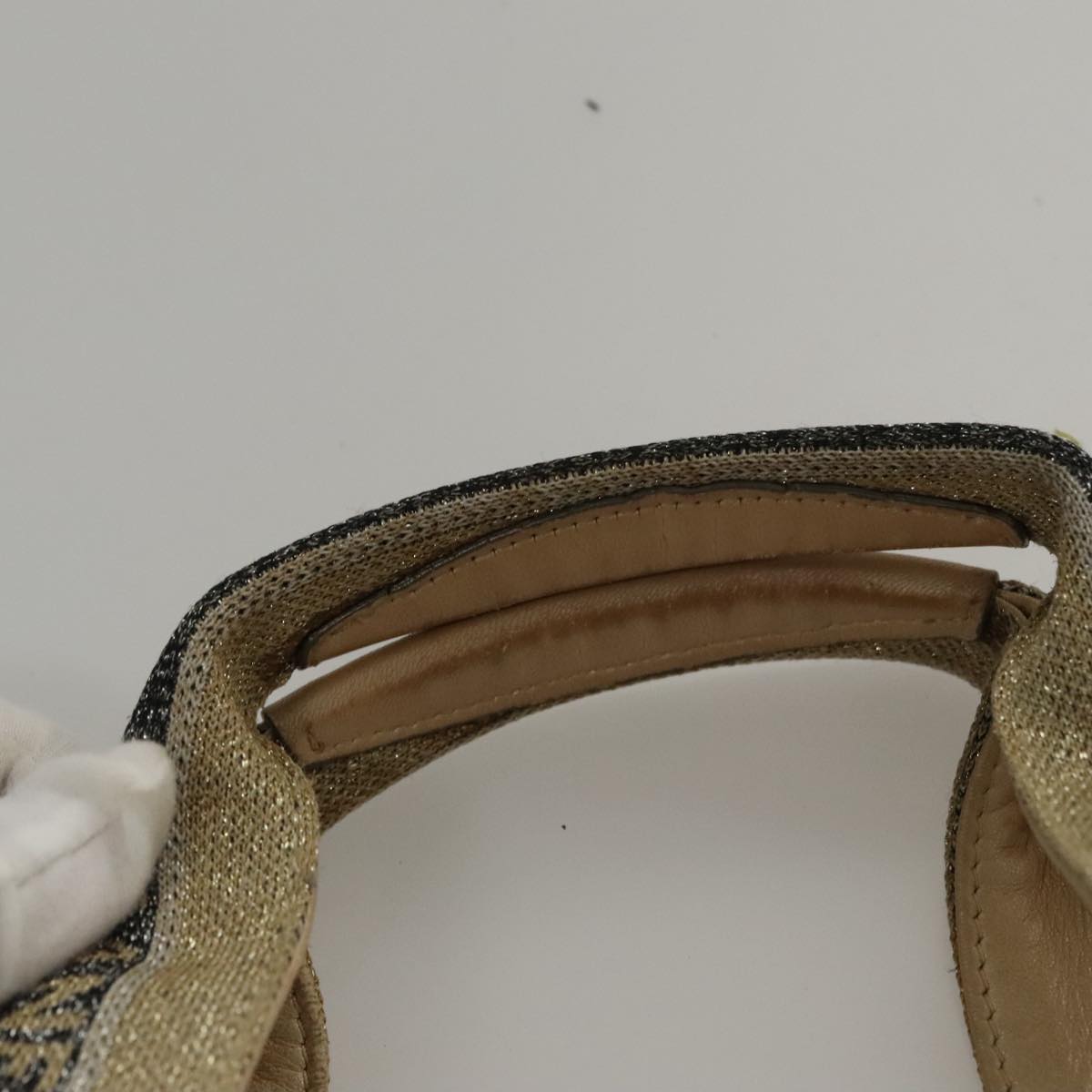 CHANEL Hand Bag Coated Canvas Gold Tone CC 107865