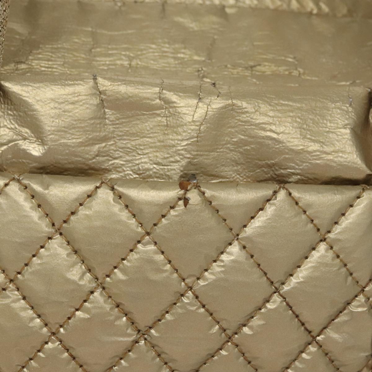 CHANEL Hand Bag Coated Canvas Gold Tone CC 107865