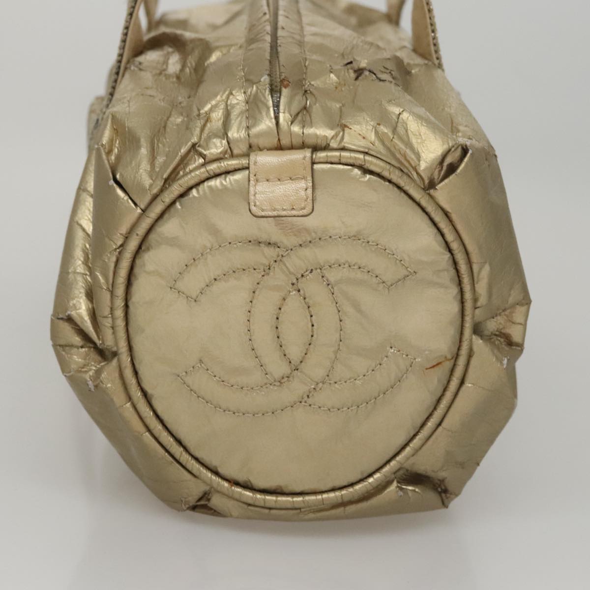 CHANEL Hand Bag Coated Canvas Gold Tone CC 107865