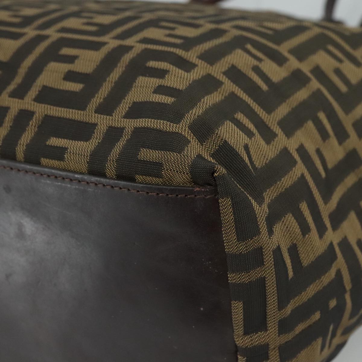 FENDI Zucca Canvas Tote Bag Brown Black Silver 107962