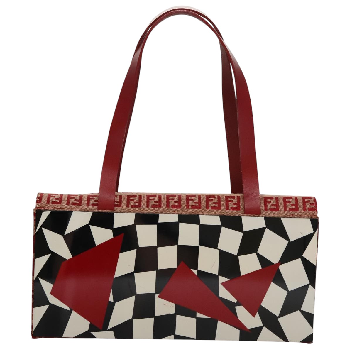 FENDI Zucchino Canvas Hand Bag Red 108149