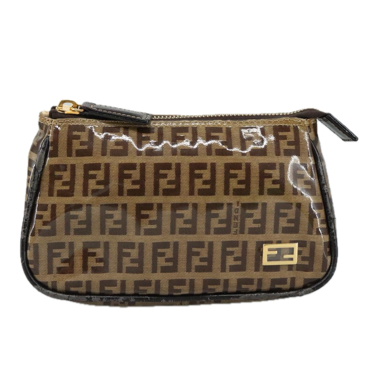 FENDI Zucchino Canvas Pouch Brown 108302