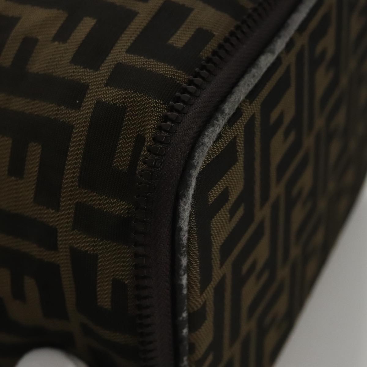 FENDI Zucca Canvas Vanity Pouch Brown Black 108539