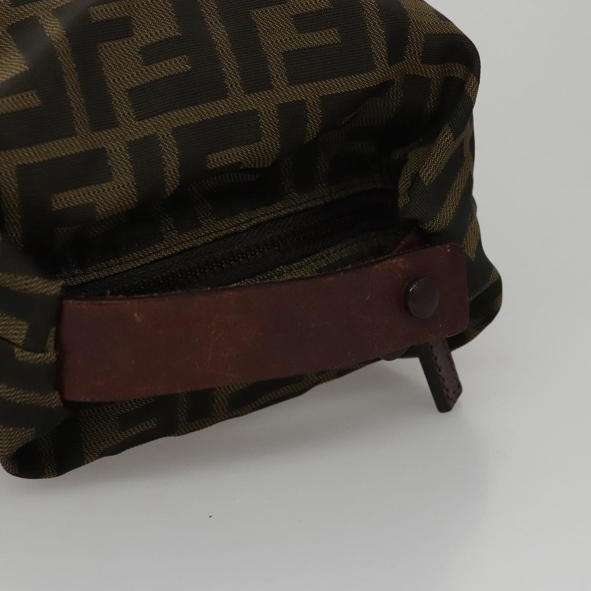 FENDI Zucca Canvas Hand Bag Brown Black 108546