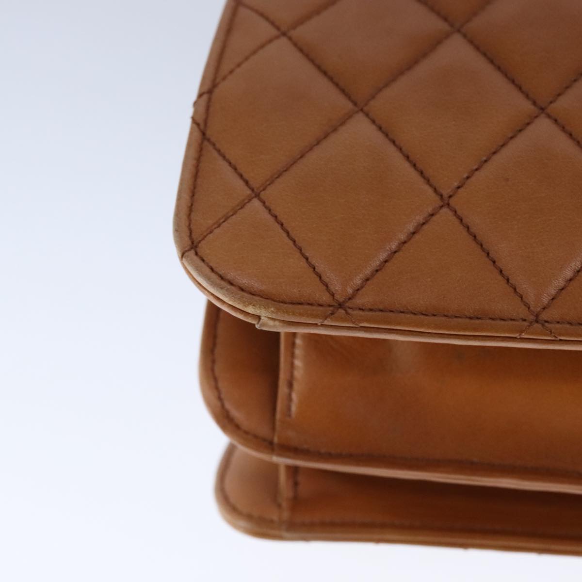 CHANEL Matelasse Deca COCO Mark Hand Bag Lamb Skin Brown CC 108740