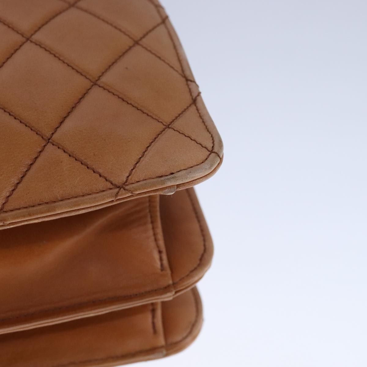 CHANEL Matelasse Deca COCO Mark Hand Bag Lamb Skin Brown CC 108740