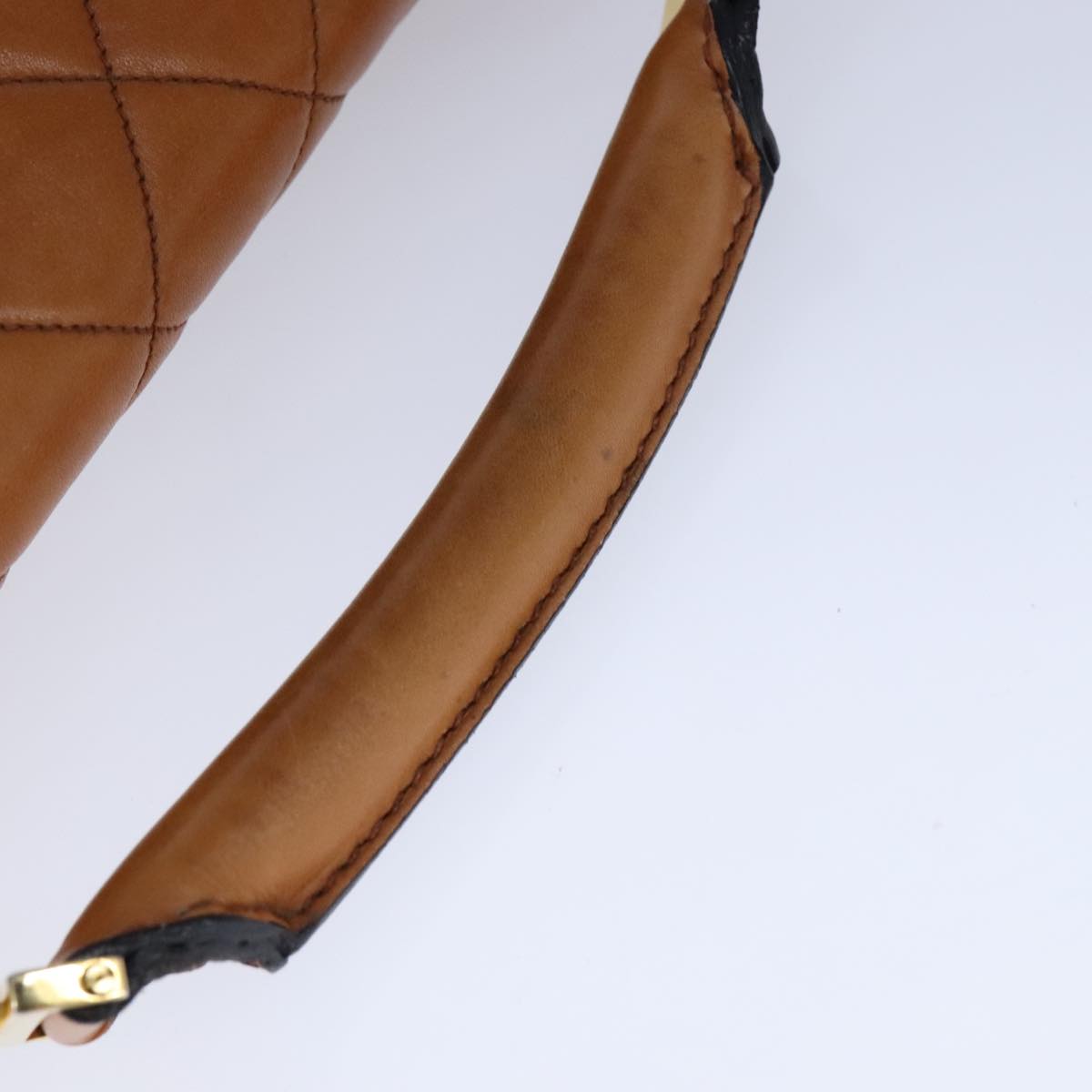 CHANEL Matelasse Deca COCO Mark Hand Bag Lamb Skin Brown CC 108740
