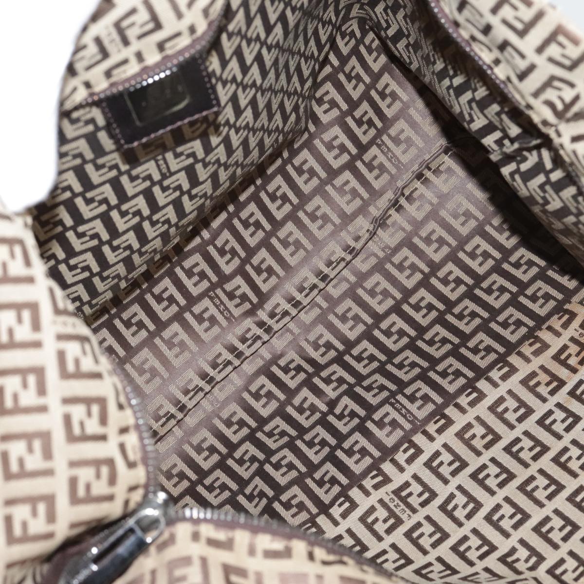 FENDI Zucchino Canvas Tote Bag Brown 108741