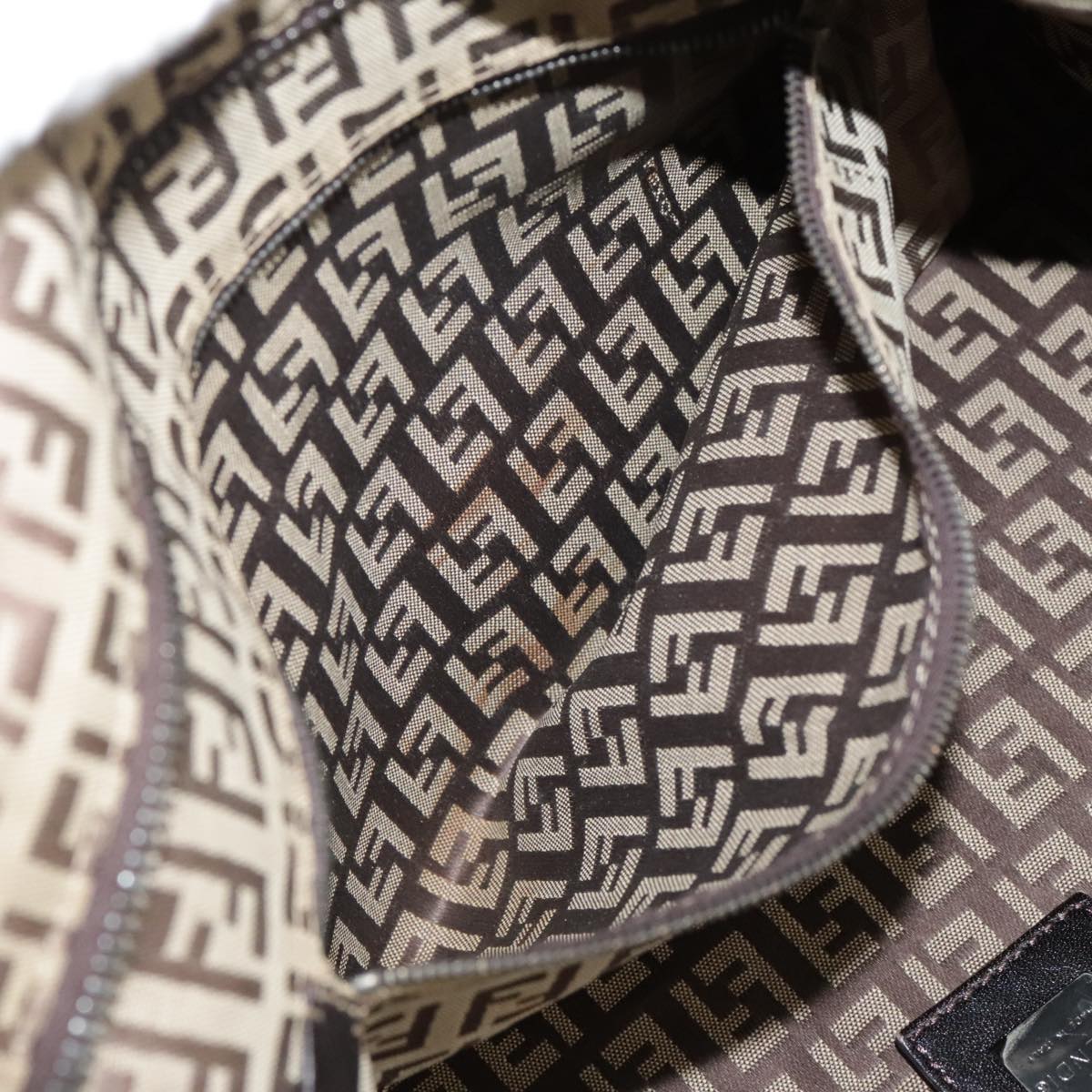 FENDI Zucchino Canvas Tote Bag Brown 108741