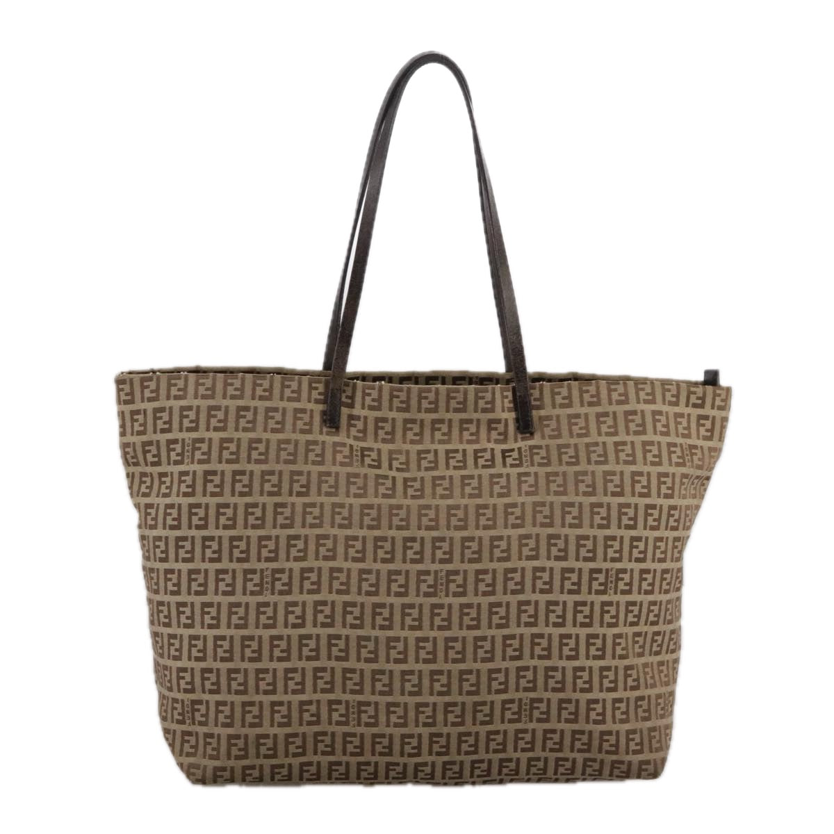 FENDI Zucchino Canvas Tote Bag Brown 108741