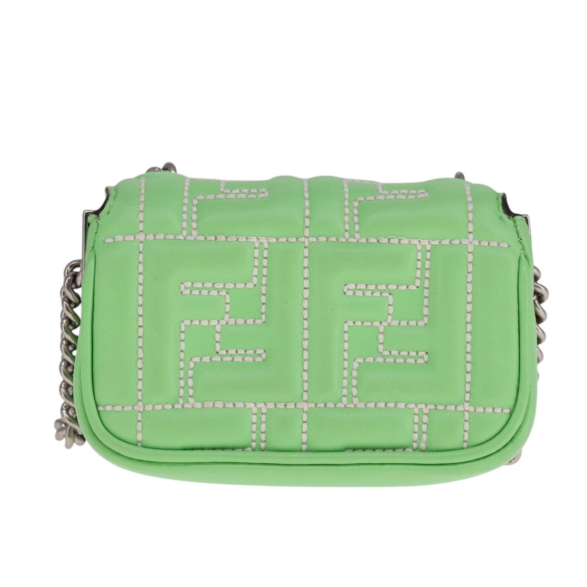 FENDI Zucca Canvas Nano Baguette Shoulder Bag Leather Green 108928A
