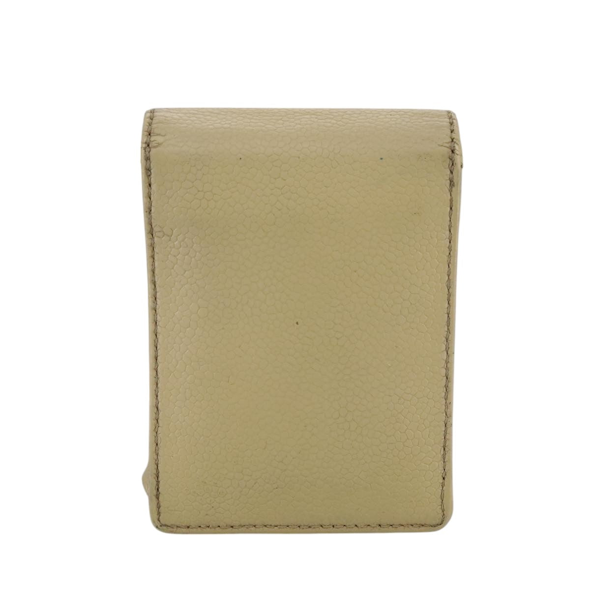 CHANEL Cigarette Case Caviar Skin Beige CC 109058