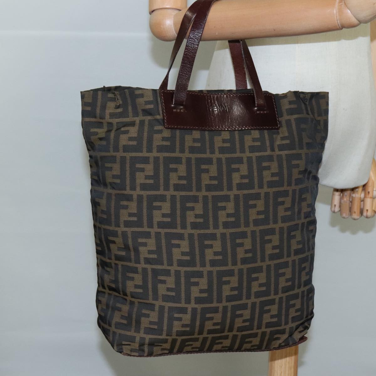 FENDI Zucca Canvas Tote Bag Brown Black 109152