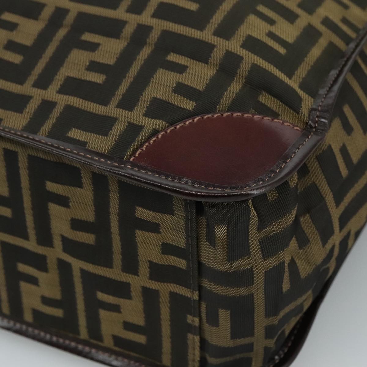 FENDI Zucca Canvas Hand Bag Brown Black 109154