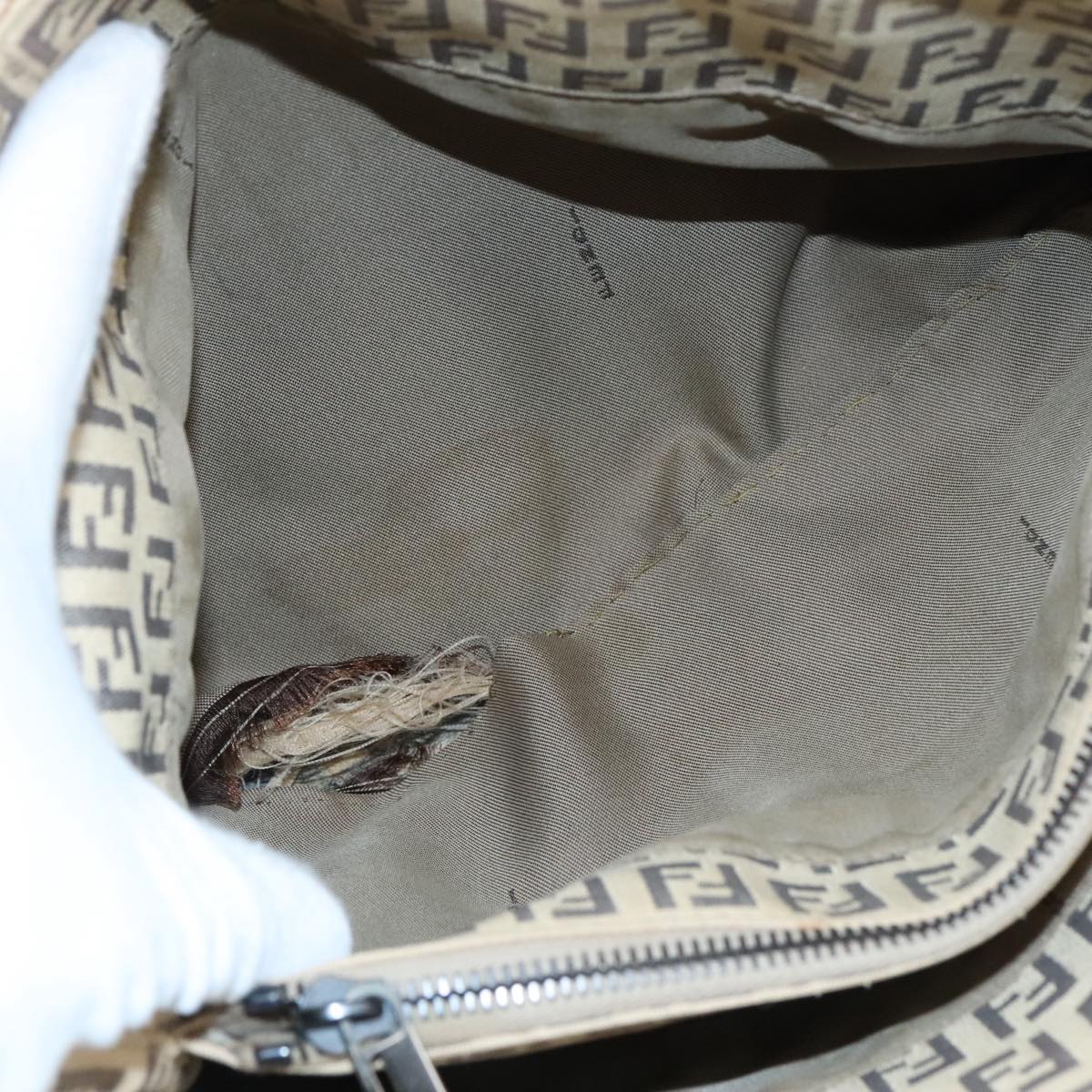 FENDI Zucchino Canvas Hand Bag Beige 109160