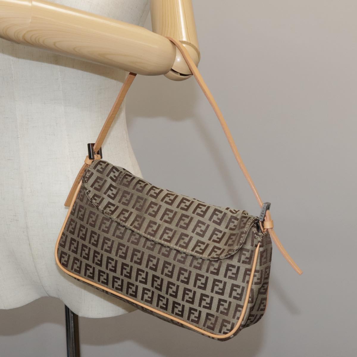 FENDI Zucchino Canvas Hand Bag Beige 109493