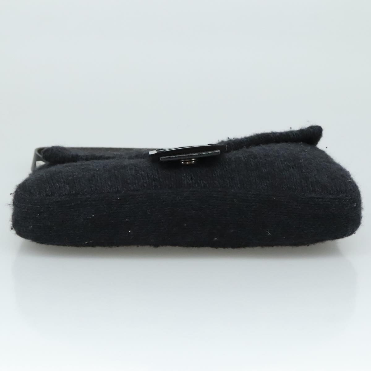 FENDI Mamma Baguette Shoulder Bag Wool Black Silver 109495