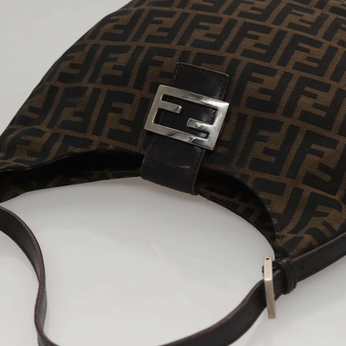 FENDI Zucca Canvas Shoulder Bag Brown Black 109499