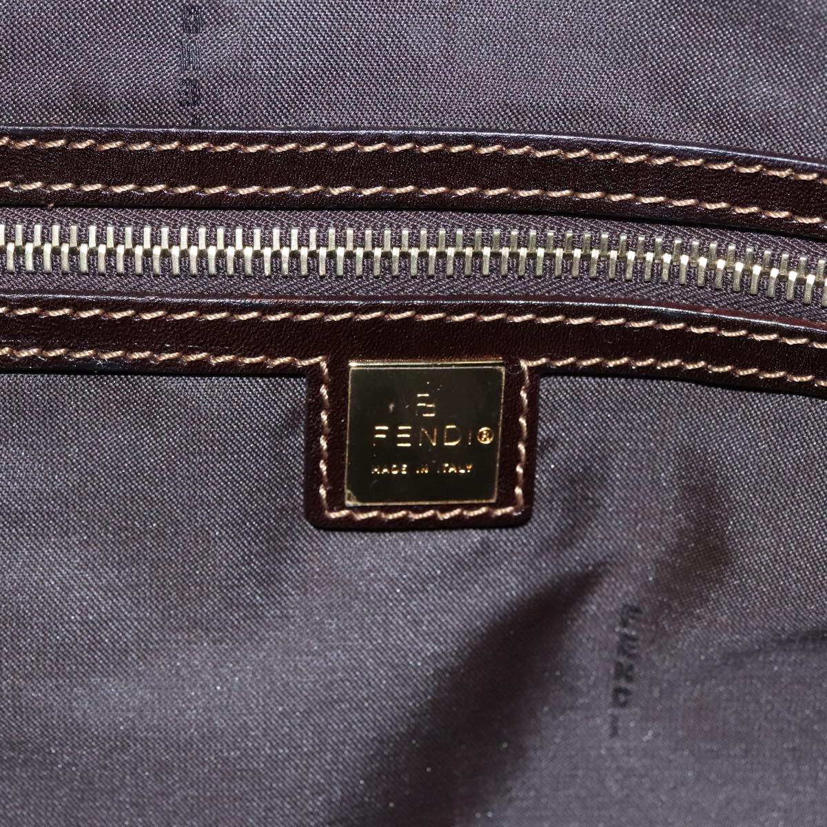 FENDI Zucchino Canvas Boston Bag Gold Beige 109630