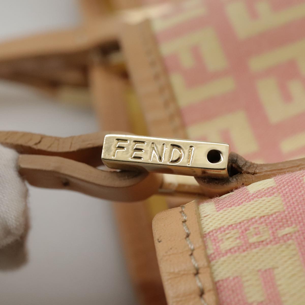 FENDI Zucchino Canvas Hand Bag Pink 109856
