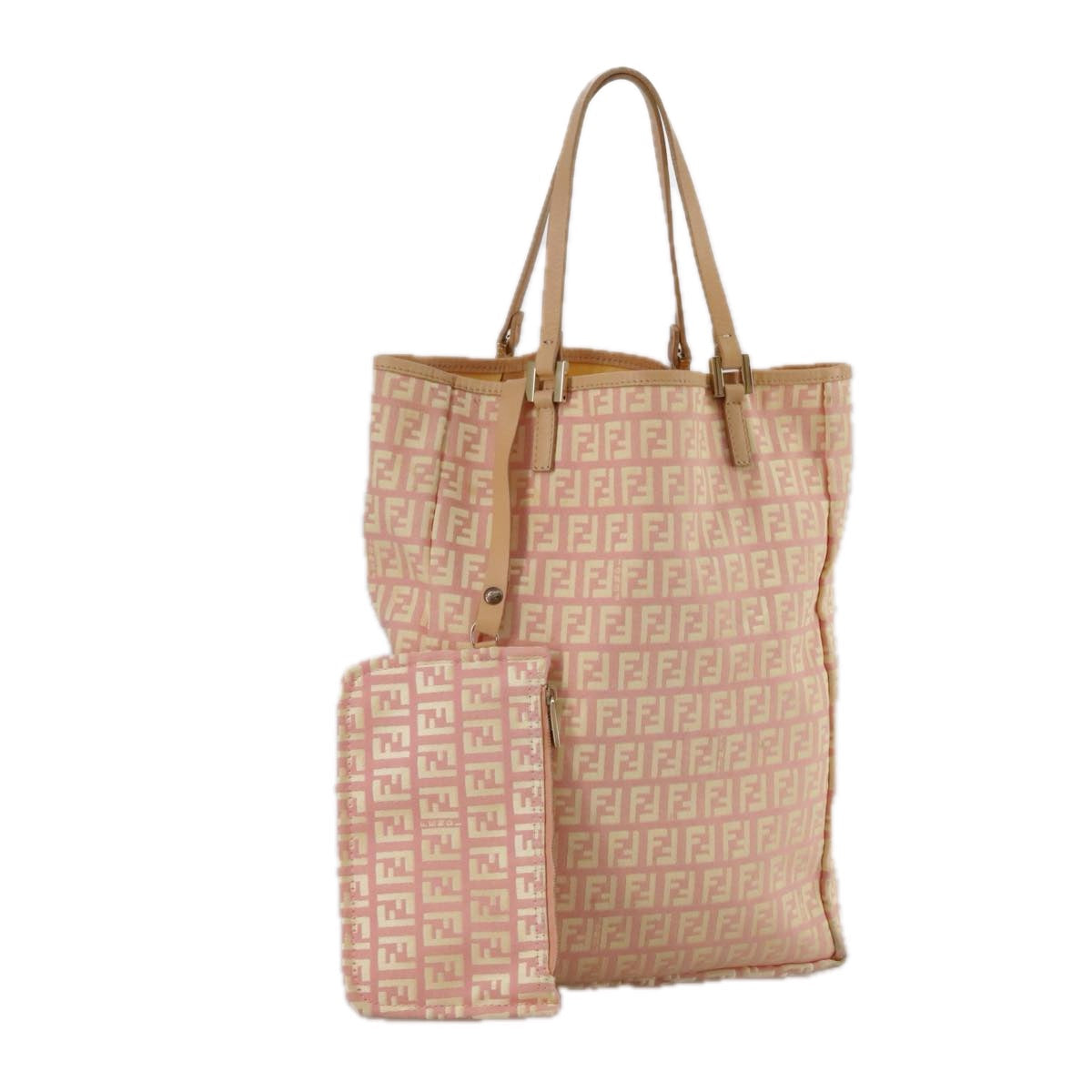 FENDI Zucchino Canvas Hand Bag Pink 109856